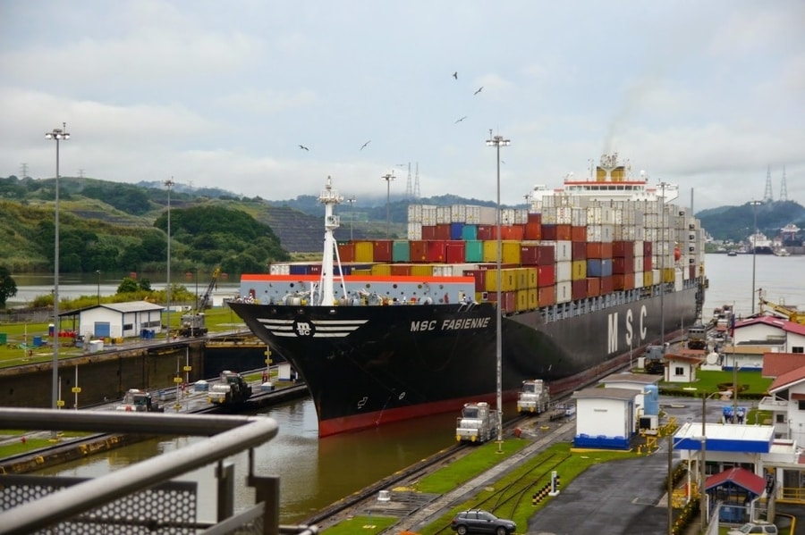 Ship Going through the Panama Canal