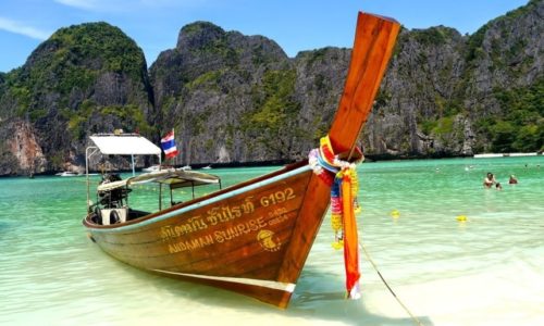 Longtail Boat on Maya Beach