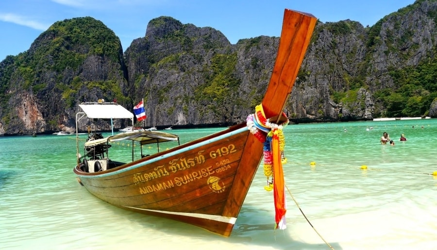 Longtail Boat on Maya Beach