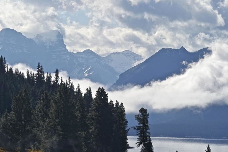 Mountains at Maligne Lake in Jasper National Park