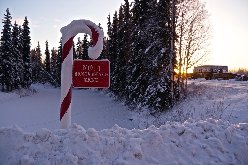 Candy Cane Lane in North Pole, Alaska