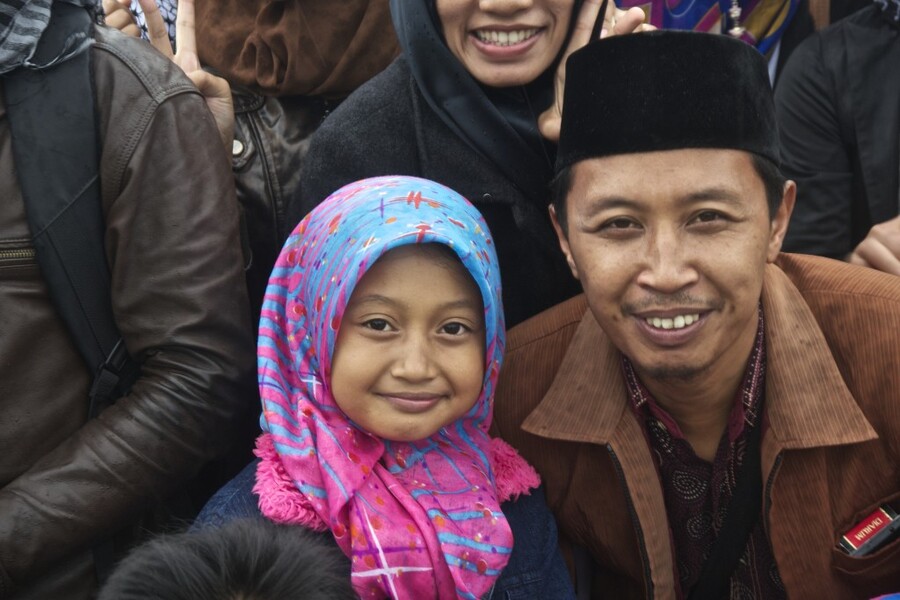 Indonesian tourists at the Dieng Plateau