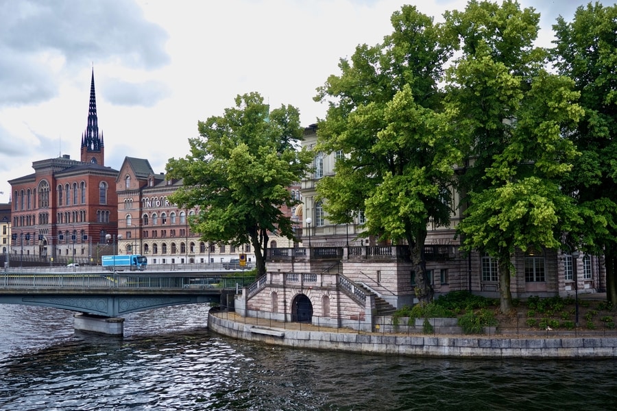 Blick auf Stockholm Schweden vom Wasser aus