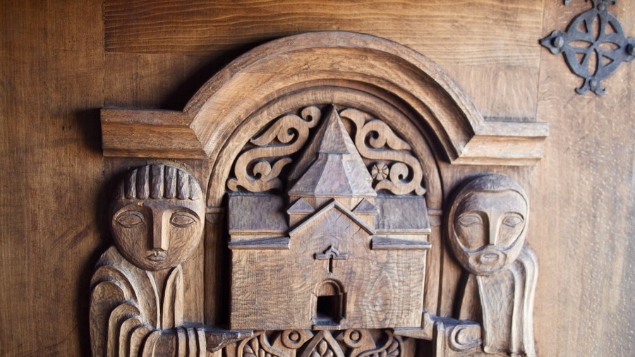 Carved wooden door, Armenia