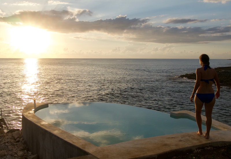 Infinity pool at a budget hotel in Negril, Jamaica