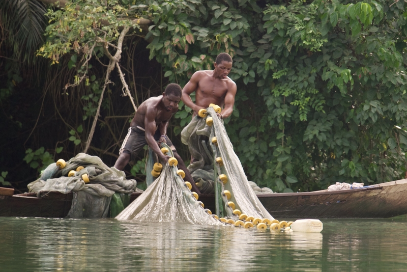 Fishermen on the Volta River in Ghana