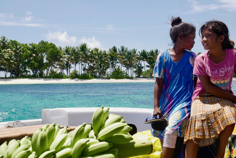 Marshallese Girls on a boat from Majuro to Arno Atoll