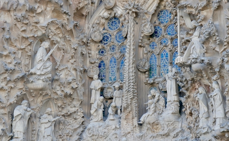 Sagrada Familia's detailed old facade