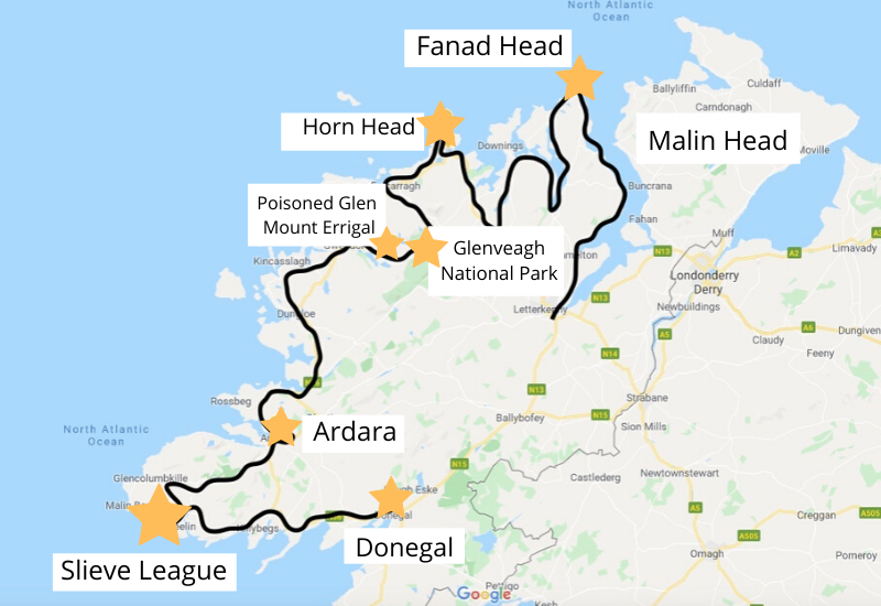 Wild Atlantic Way Route Map, Donegal