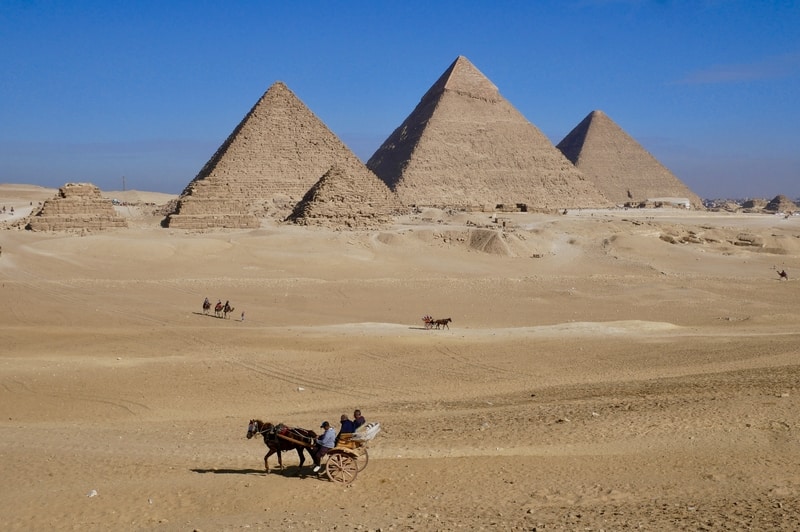 Pyramid Alignment View of the Giza Pyramids in Egypt