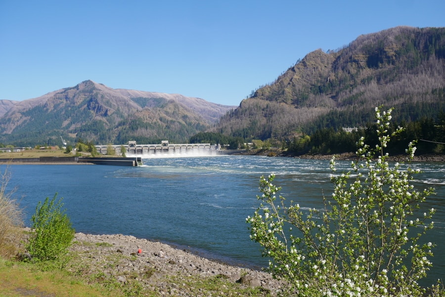 Bonneville Dam in Oregon and Washington and Washing
