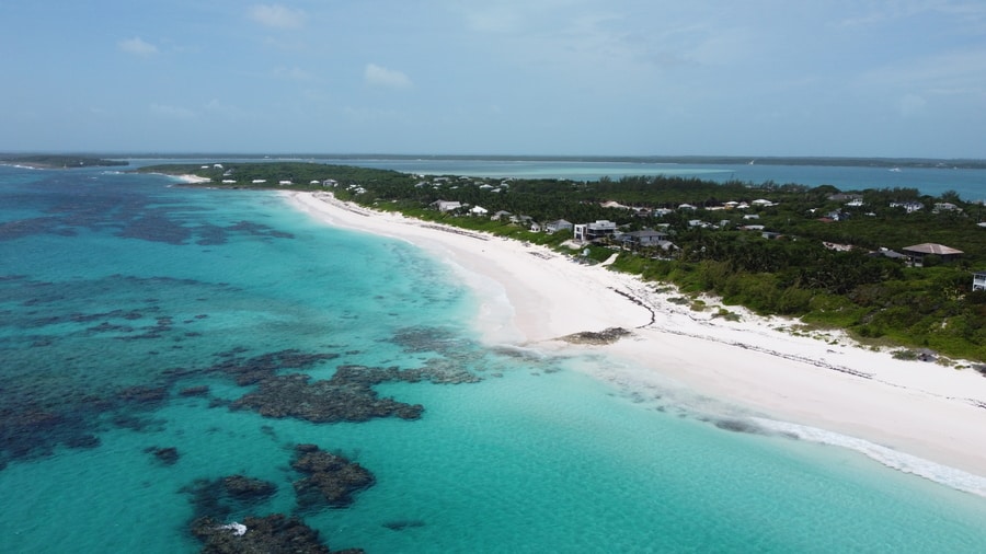 Aerial view of the beach on Harbour Island