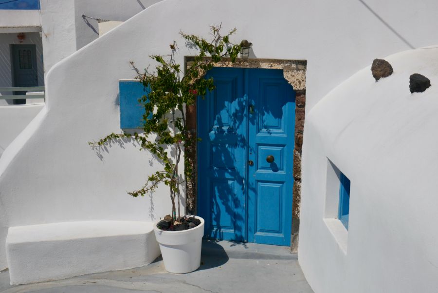 Blue Door in Santorini