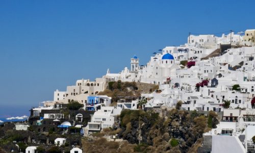 Santorini White Village and Blue Domes