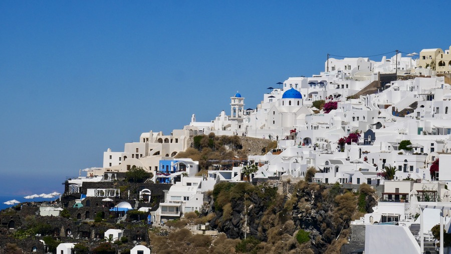 Santorini White Village and Blue Domes