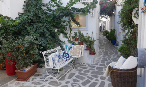 Cute Street in Nouassa, Paros