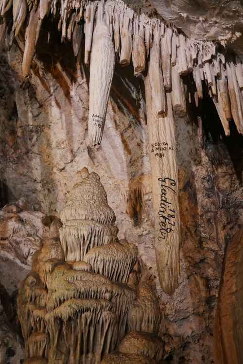 Signatures on the Antiparos Cave stalagmites