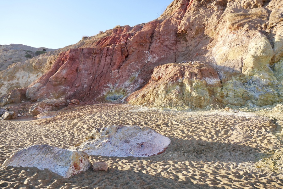 Milos beach rocks